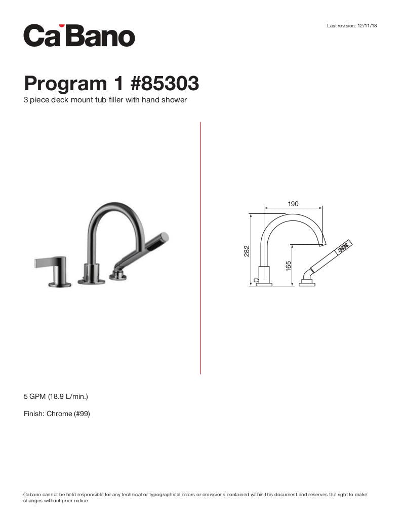 3 piece deck mount tub filler faucet with hand shower