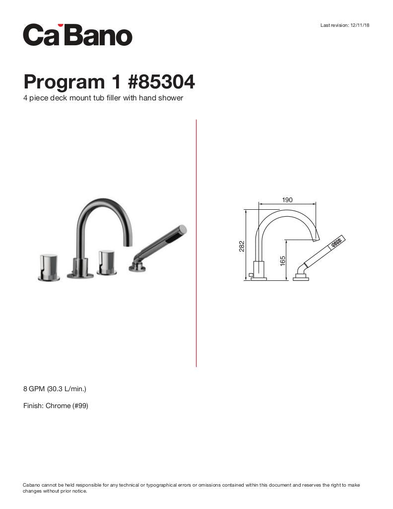 4 piece deck mount tub filler with hand shower