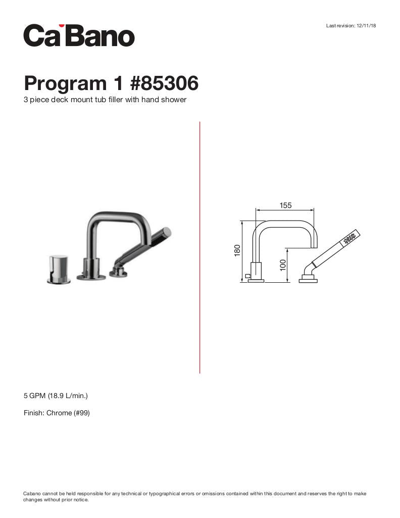3 piece deck mount tub filler faucet with hand shower