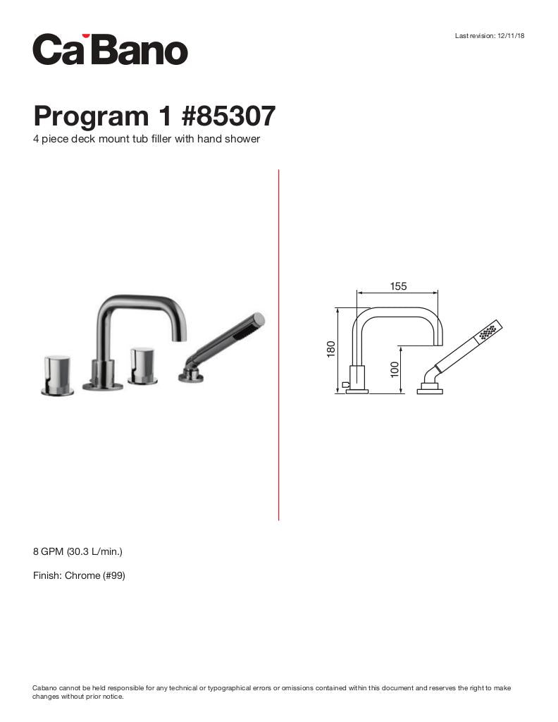 4 piece deck mount tub filler with hand shower