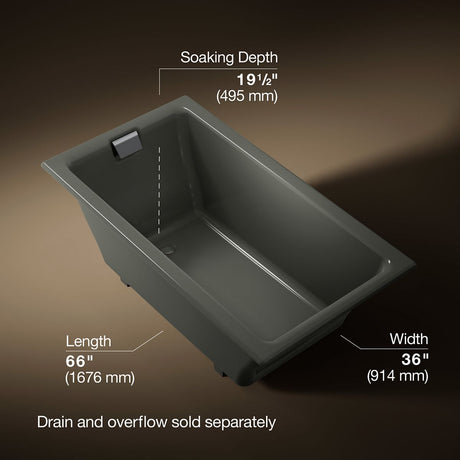 Tea-for-Two® 66" x 36" drop-in/undermount bath