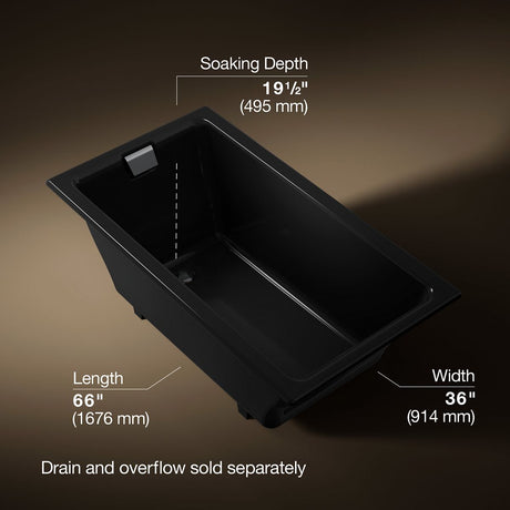 Tea-for-Two® 66" x 36" drop-in/undermount bath