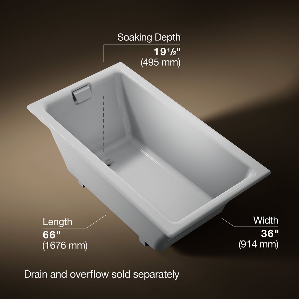 Tea-for-Two® 66" x 36" drop-in/undermount bath