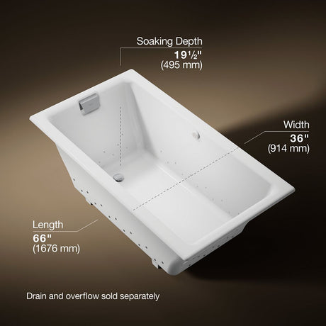 Tea-for-Two® 66" x 36" drop-in Heated BubbleMassage™ air bath