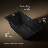 Tea-for-Two® 66" x 36" drop-in Heated BubbleMassage™ air bath