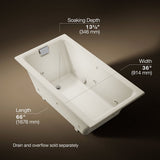Tea-for-Two® 66" x 36" drop-in/undermount whirlpool bath
