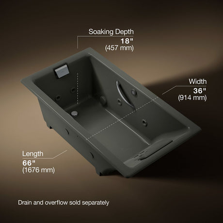 Tea-for-Two® 66" x 36" drop-in whirlpool bath