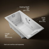 Tea-for-Two® 66" x 36" drop-in whirlpool bath