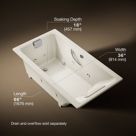 Tea-for-Two® 66" x 36" drop-in whirlpool bath