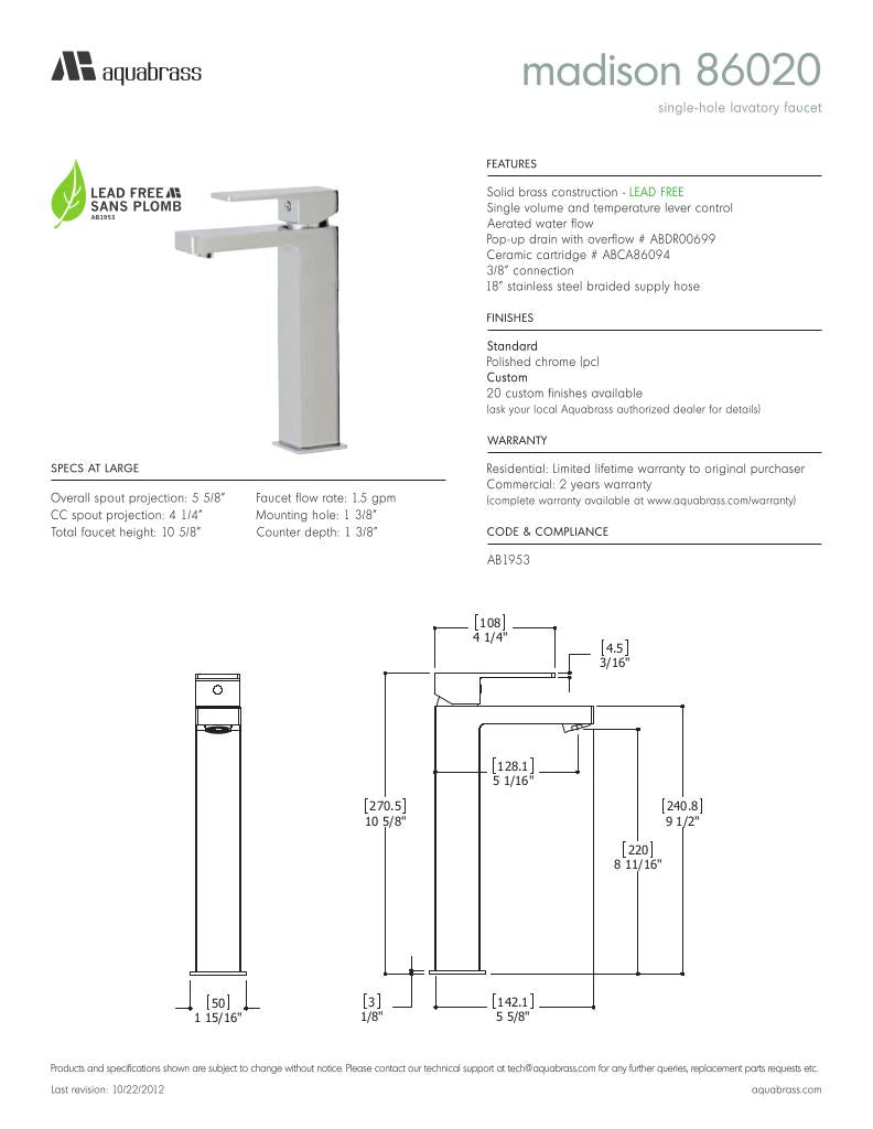 Tall single-hole lavatory faucet