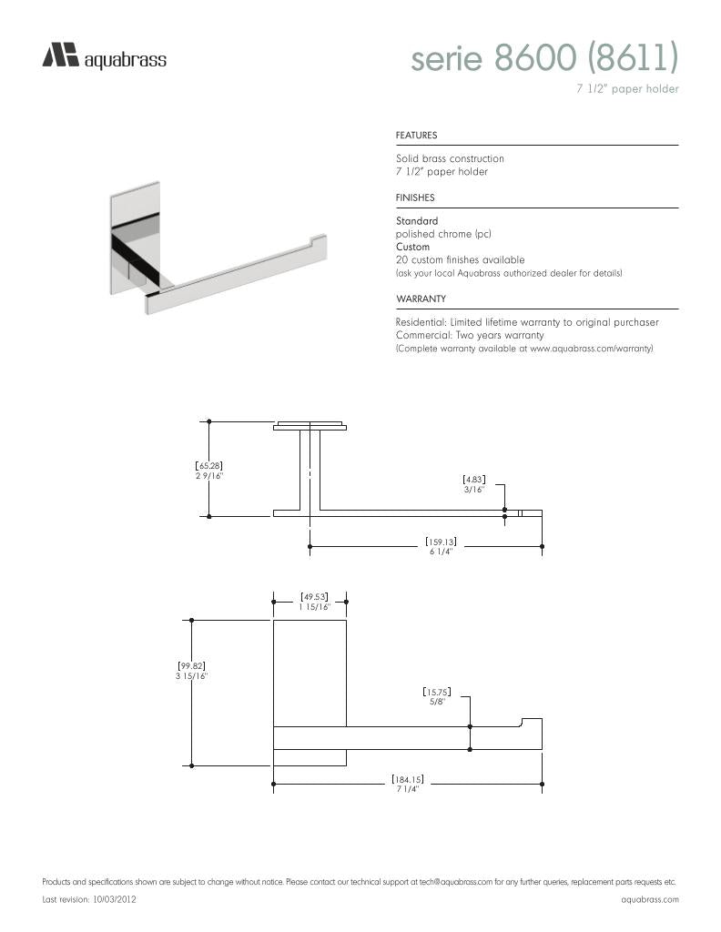 7 1/2" wallmount paper holder