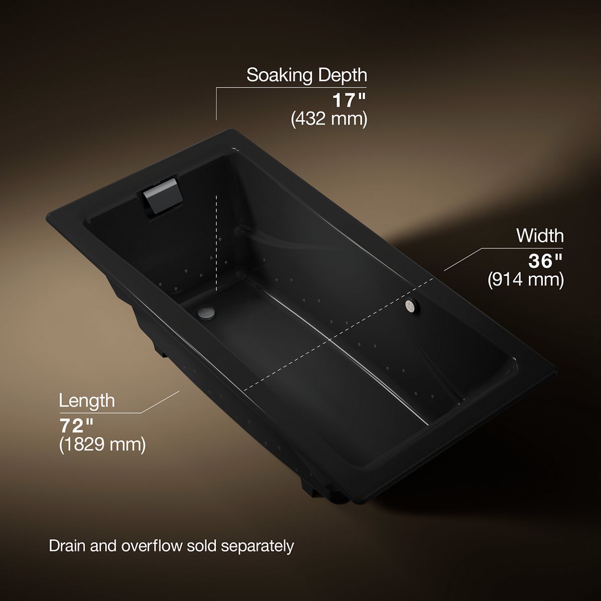 Tea-for-Two® 71-3/4" x 36" drop-in Heated BubbleMassage™ air bath
