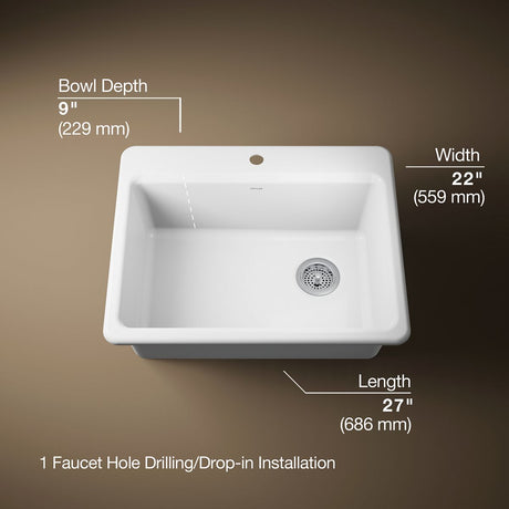 Riverby® 27" top-mount single-bowl kitchen sink