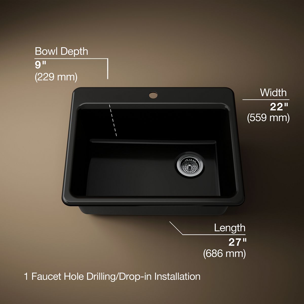 Riverby® 27" top-mount single-bowl kitchen sink