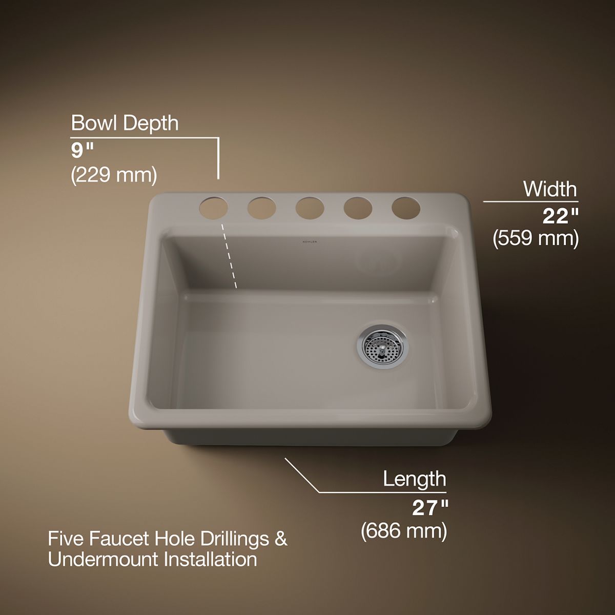 Riverby® 27" undermount single-bowl kitchen sink
