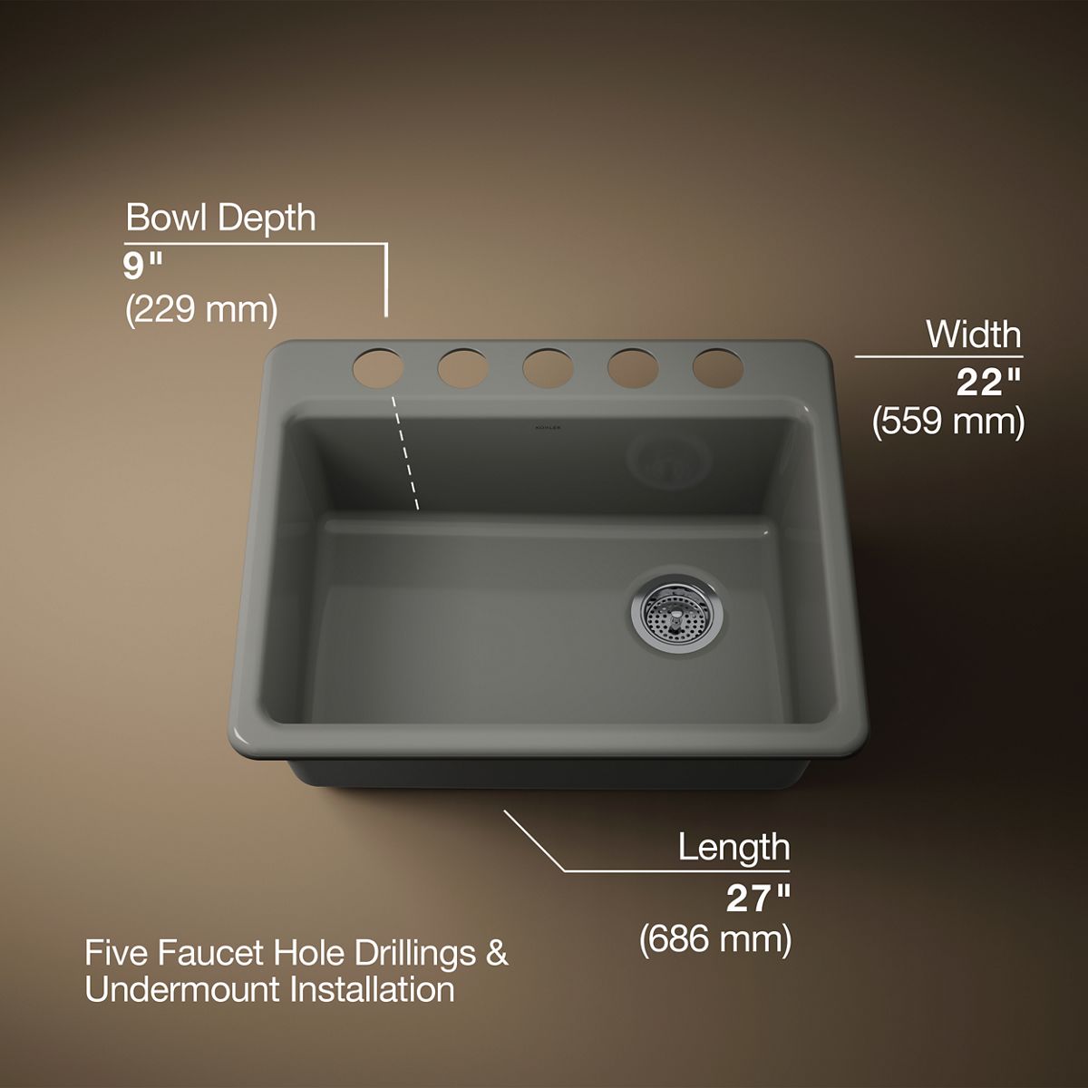 Riverby® 27" undermount single-bowl workstation kitchen sink
