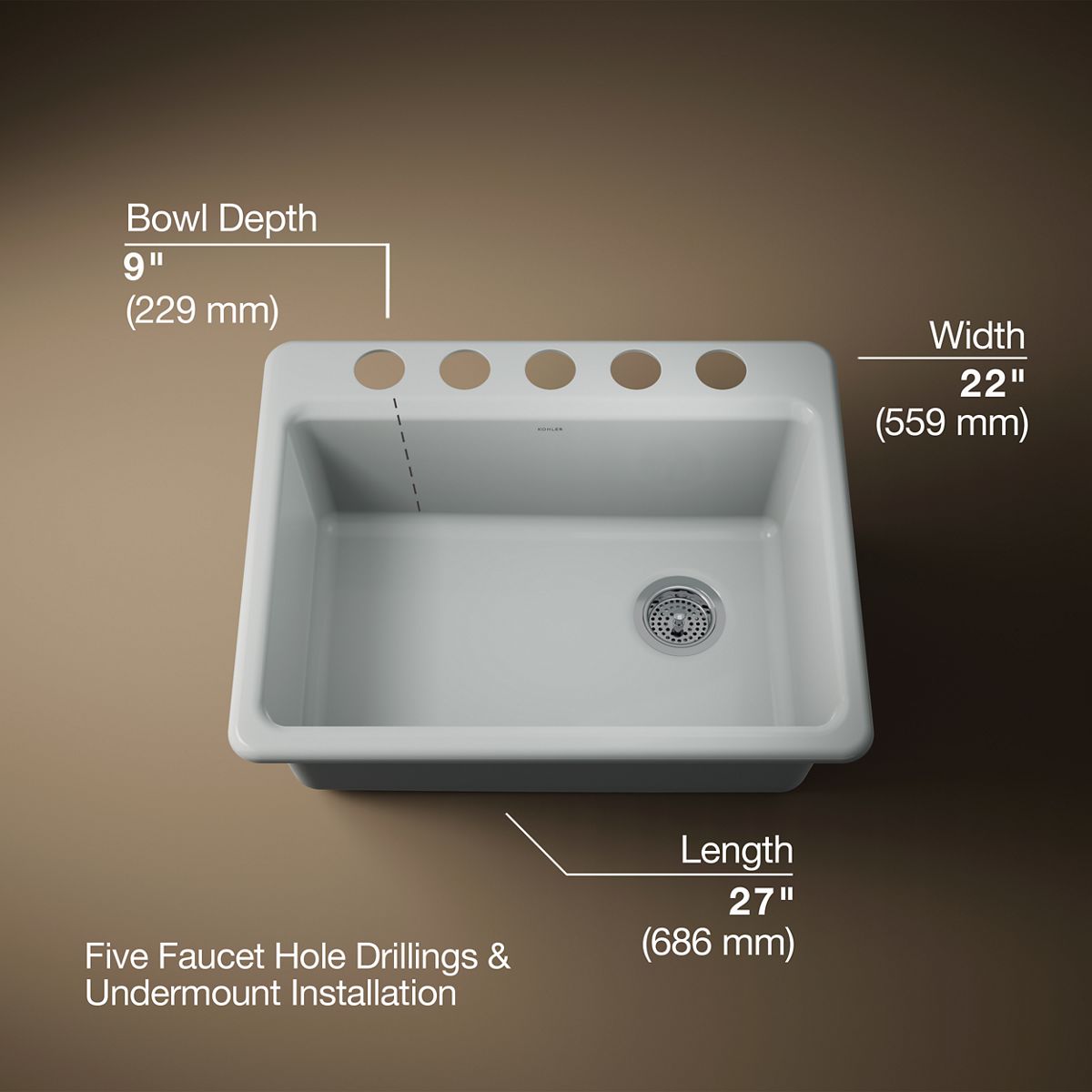 Riverby® 27" undermount single-bowl workstation kitchen sink