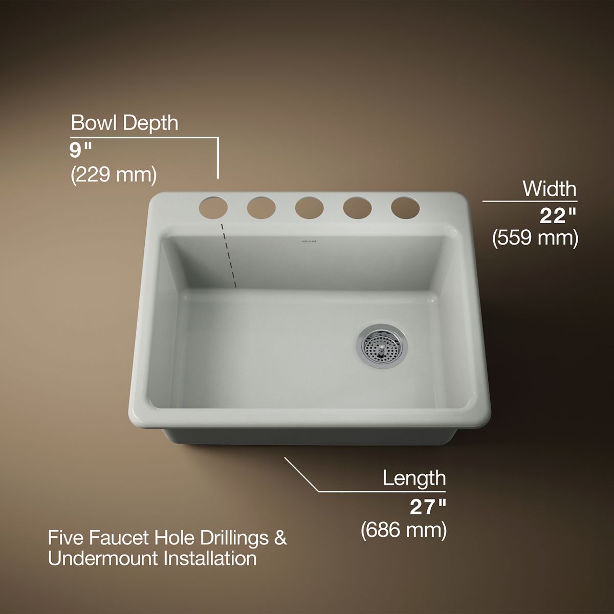 Riverby® 27" undermount single-bowl workstation kitchen sink
