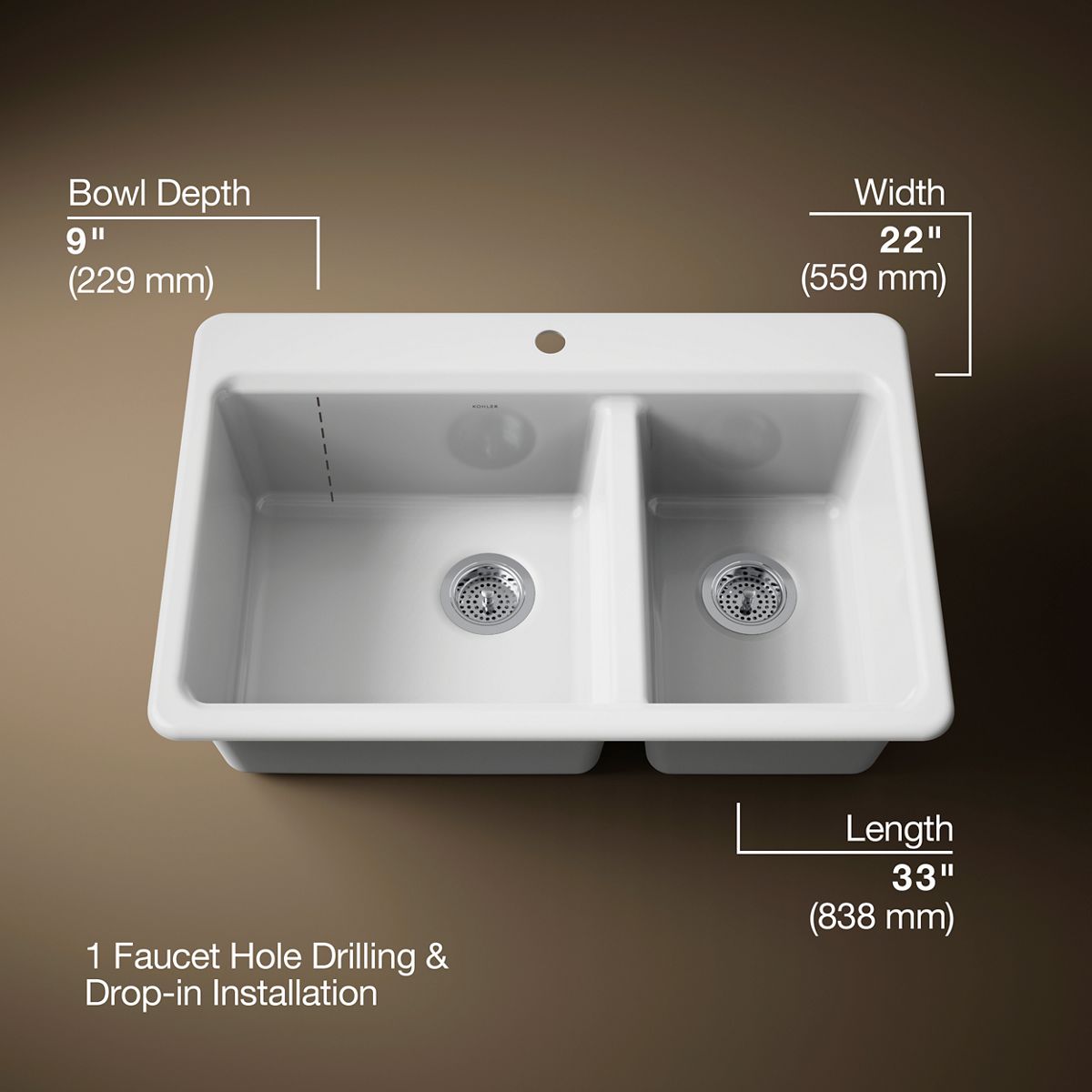 Riverby® 33" top-mount double-bowl workstation kitchen sink