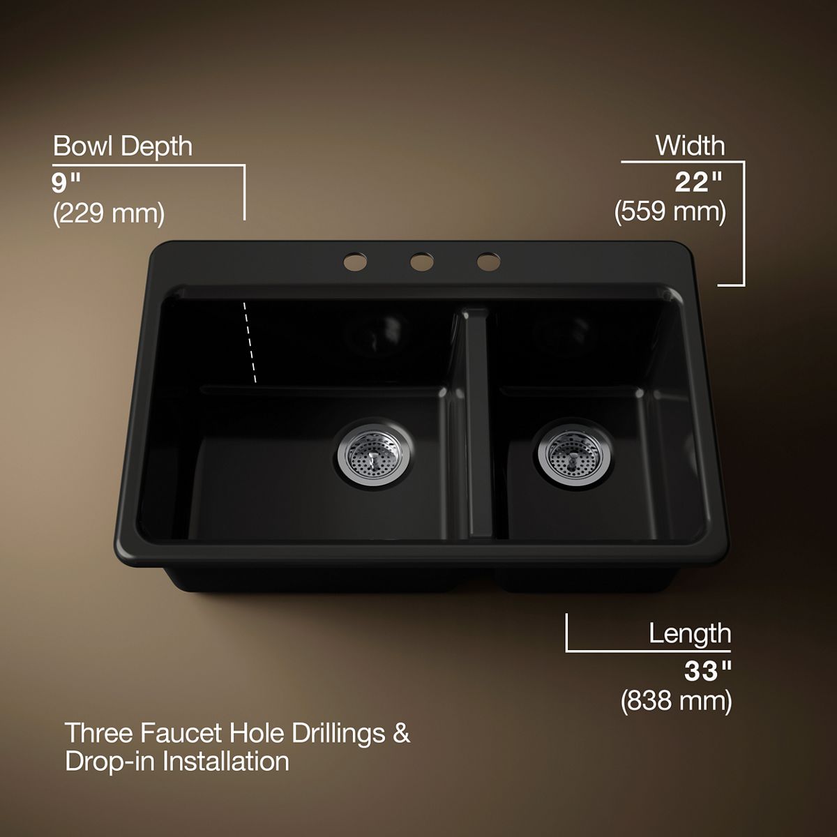 Riverby® 33" top-mount double-bowl workstation kitchen sink