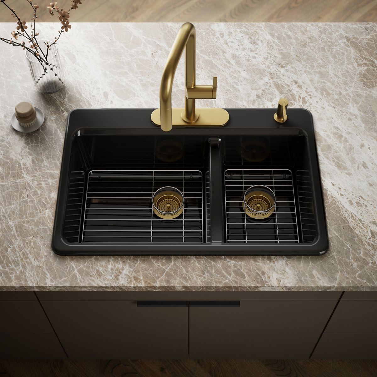 Riverby® 33" top-mount double-bowl kitchen sink