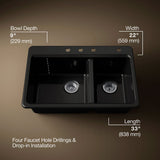 Riverby® 33" top-mount double-bowl kitchen sink