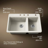 Riverby® 33" top-mount double-bowl kitchen sink