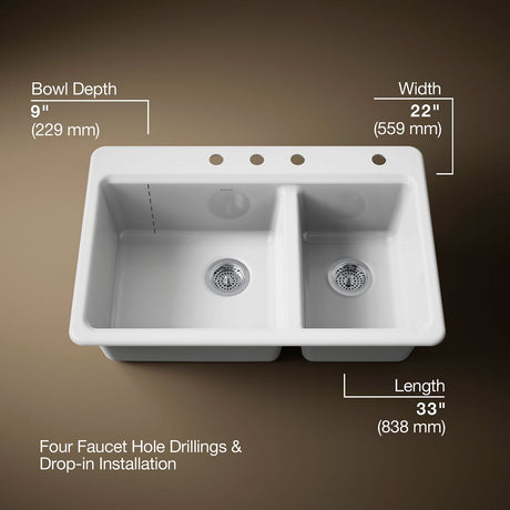 Riverby® 33" top-mount double-bowl workstation kitchen sink