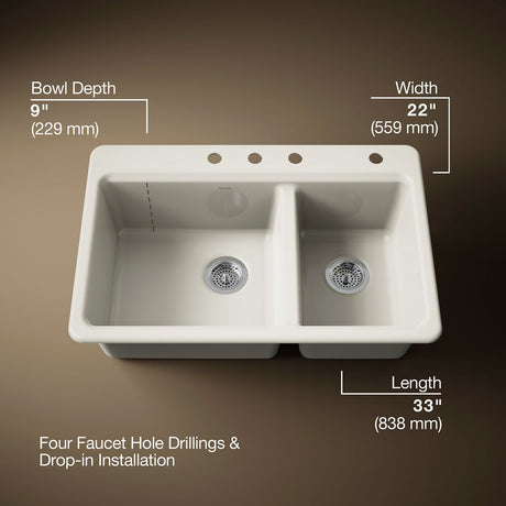 Riverby® 33" top-mount double-bowl workstation kitchen sink
