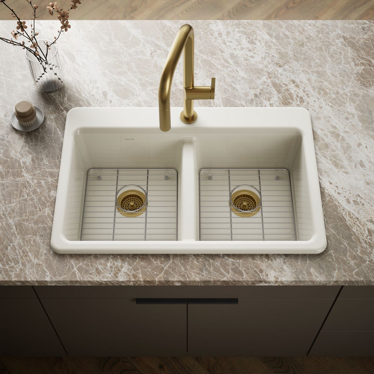 Riverby® 33" top-mount double-bowl kitchen sink