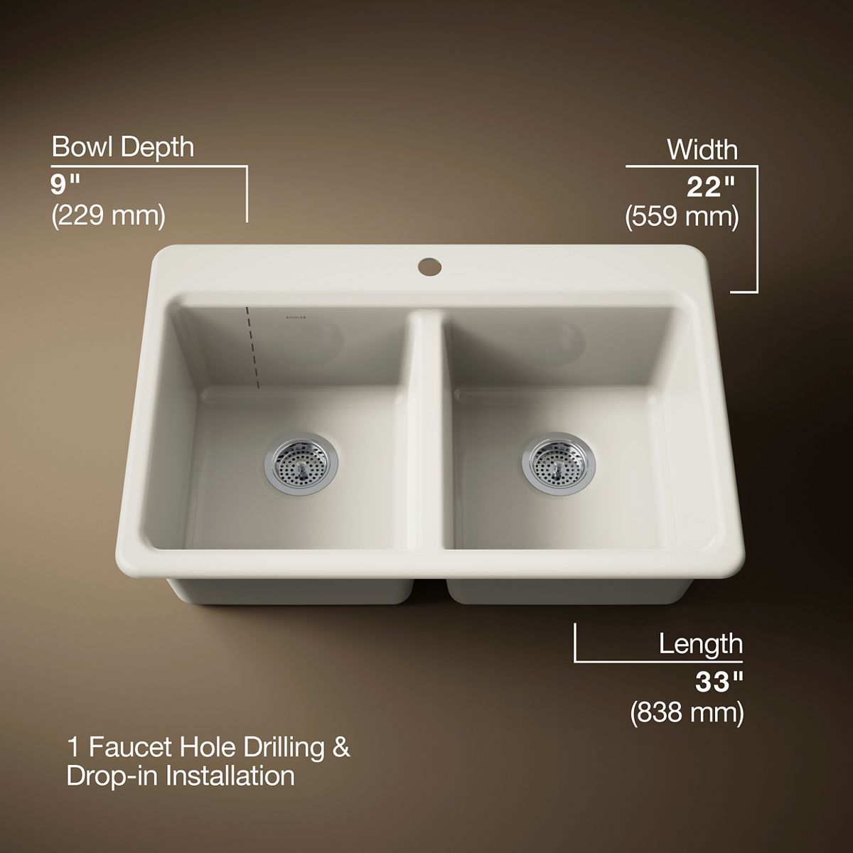 Riverby® 33" top-mount double-bowl workstation kitchen sink