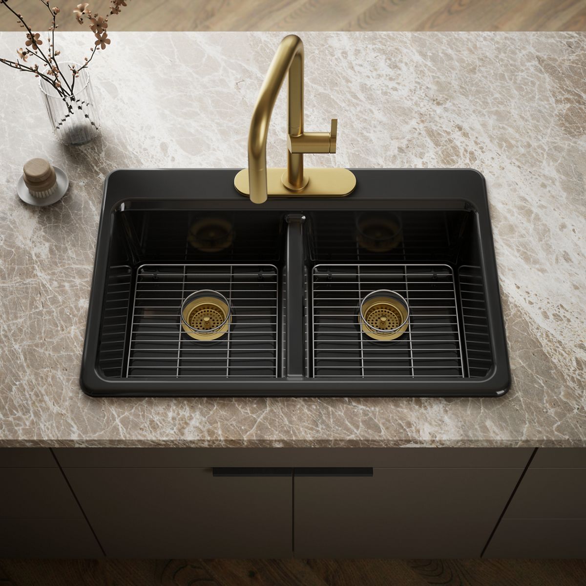 Riverby® 33" top-mount double-bowl kitchen sink