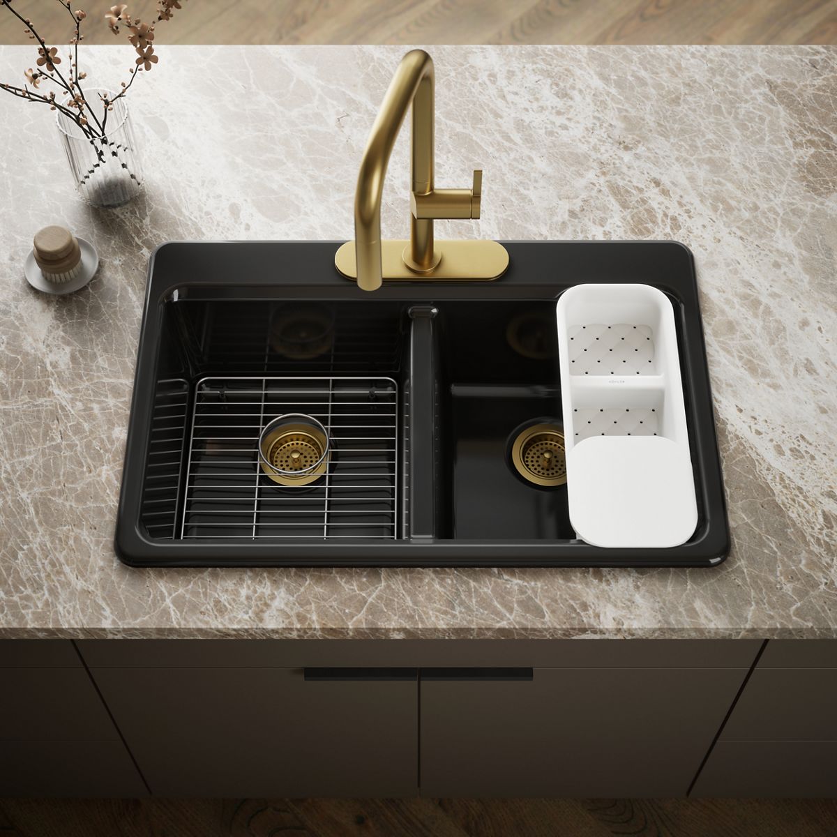 Riverby® 33" top-mount double-bowl workstation kitchen sink