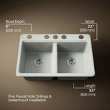 Riverby® 33" undermount double-bowl kitchen sink