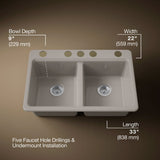 Riverby® 33" undermount double-bowl kitchen sink