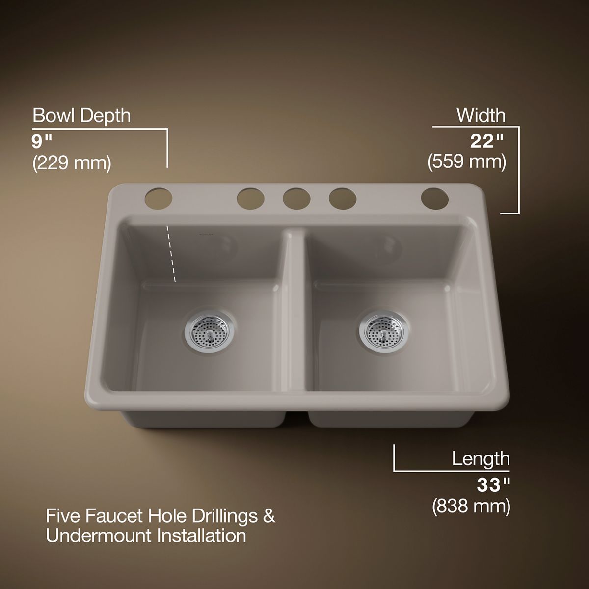 Riverby® 33" undermount double-bowl workstation kitchen sink