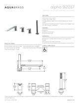 Deckmount tub filler with handshower and 2 mixers