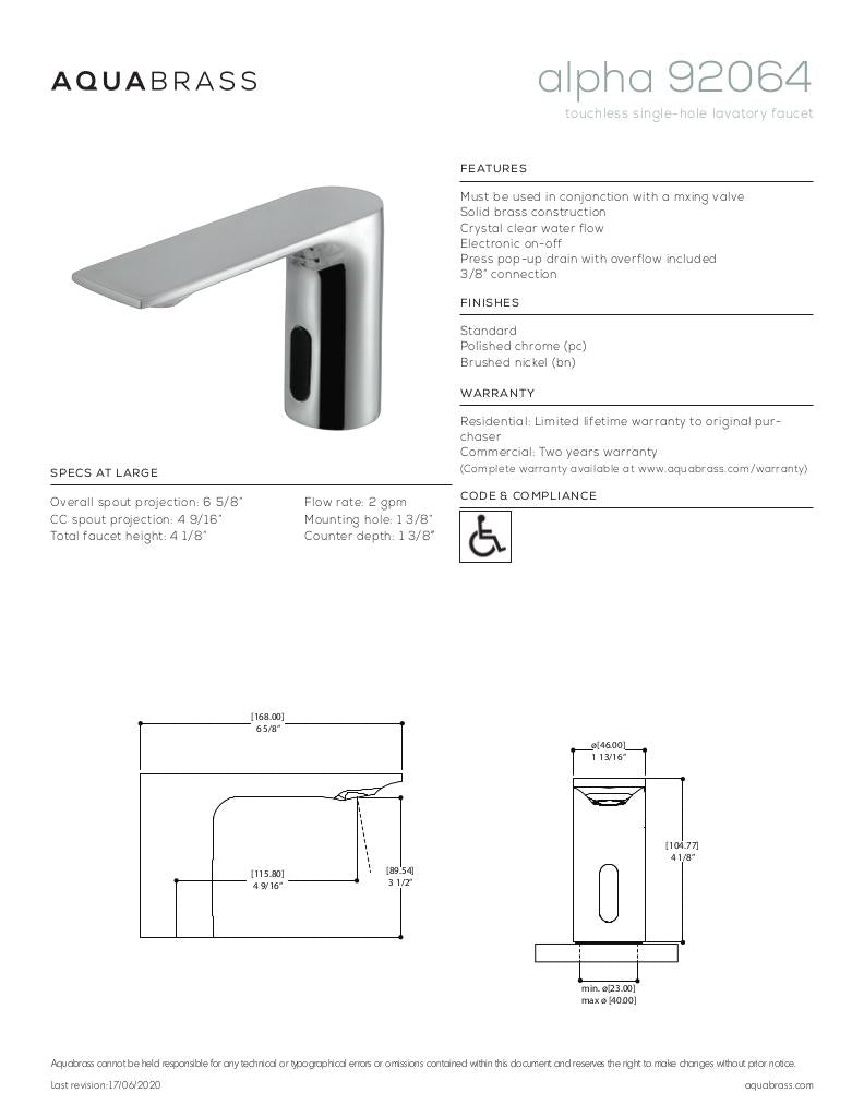 Touchless single-hole lavatory faucet