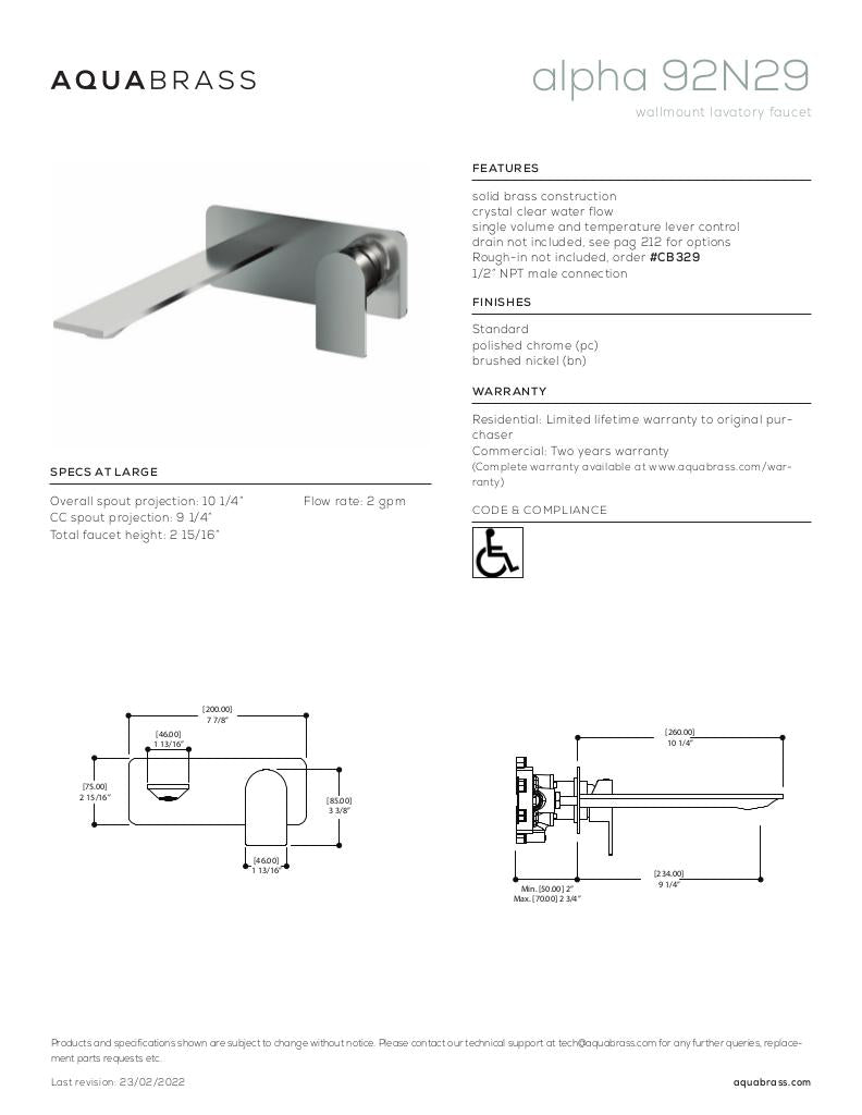 Wallmount lavatory faucet