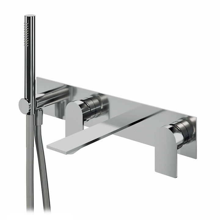 Wallmount tub filler with handshower