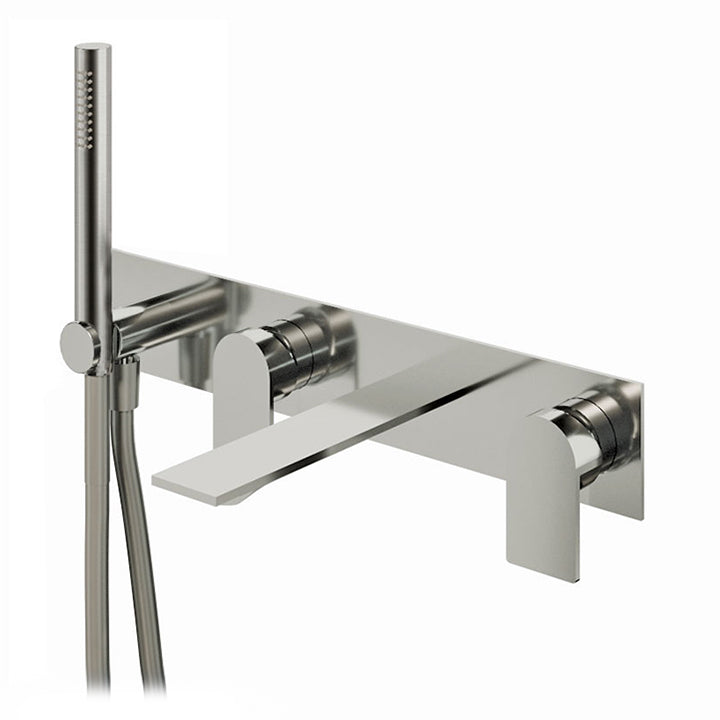 Wallmount tub filler with handshower