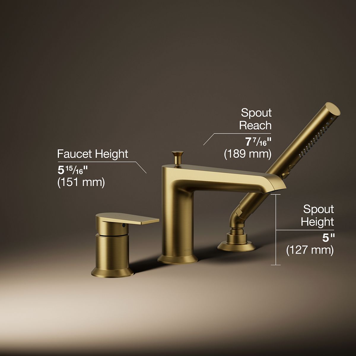 Hint® Deck-mount bath faucet with handshower