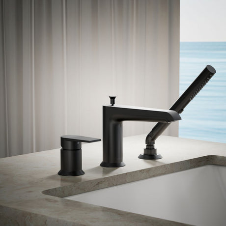 Hint® Deck-mount bath faucet with handshower