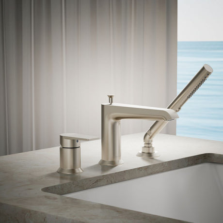 Hint® Deck-mount bath faucet with handshower