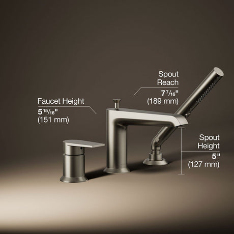Hint® Deck-mount bath faucet with handshower
