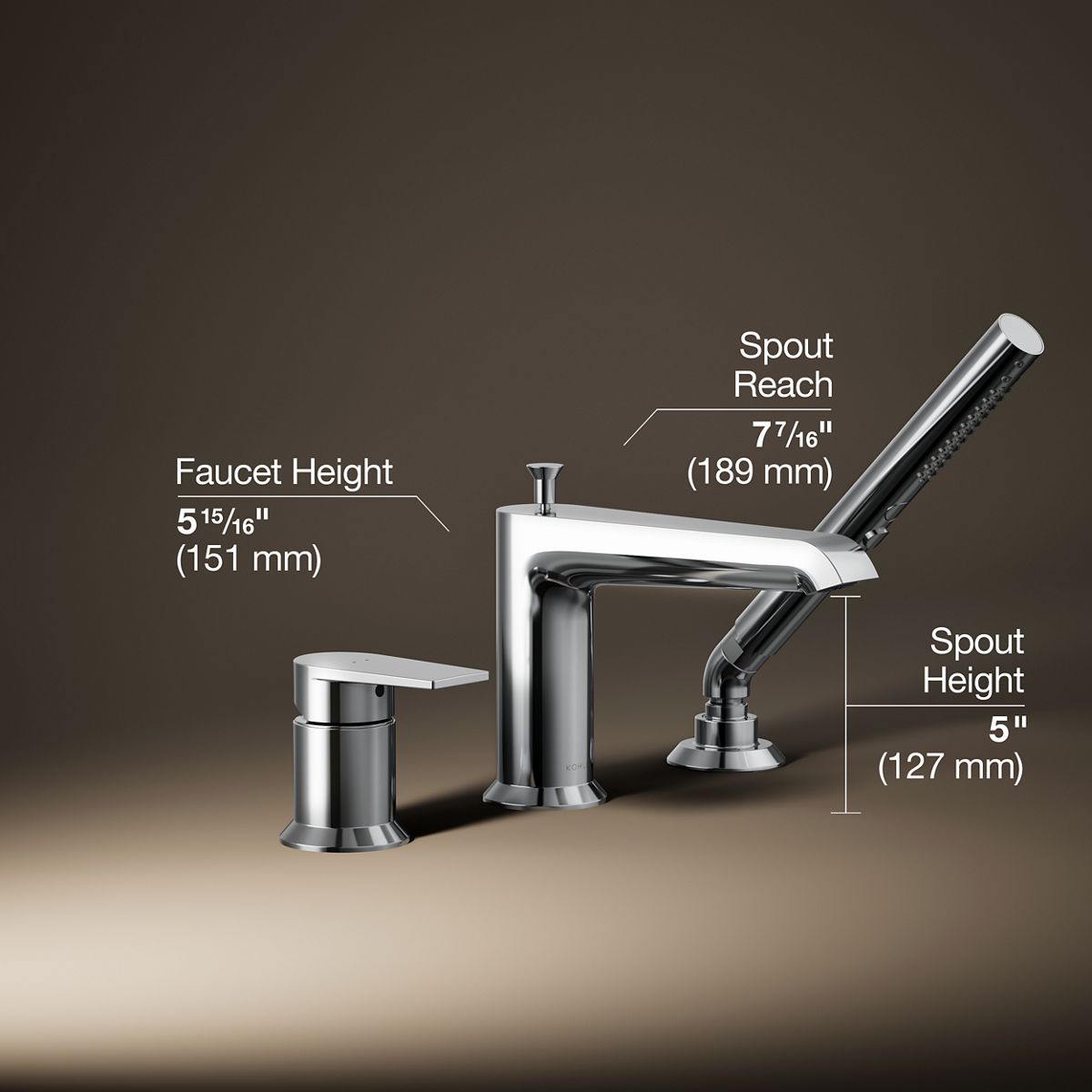 Hint® Deck-mount bath faucet with handshower