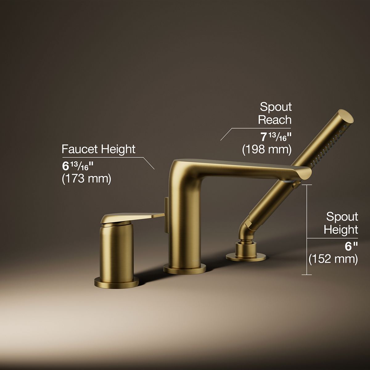 Avid® Deck-mount bath faucet with handshower