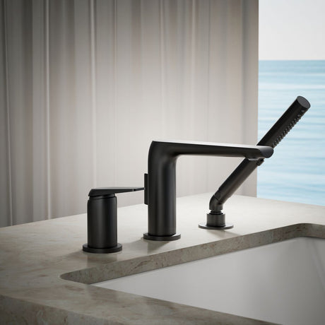 Avid® Deck-mount bath faucet with handshower