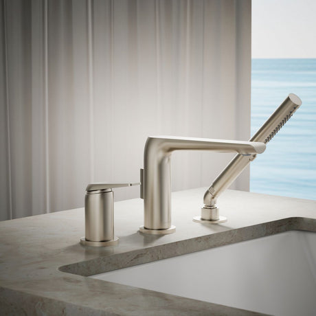Avid® Deck-mount bath faucet with handshower