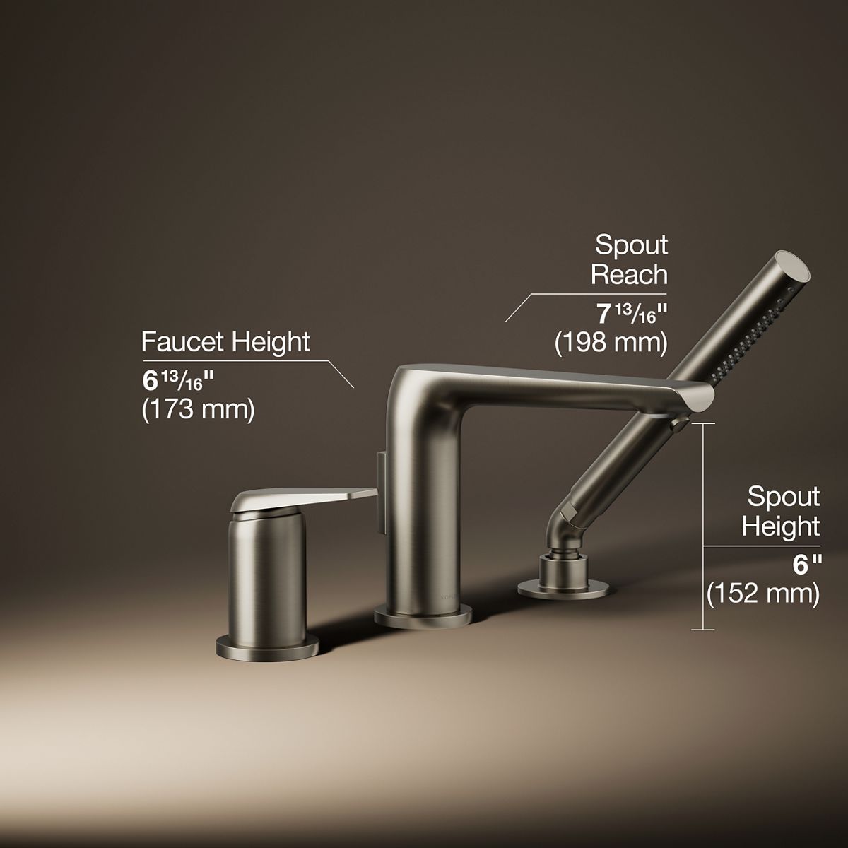 Avid® Deck-mount bath faucet with handshower